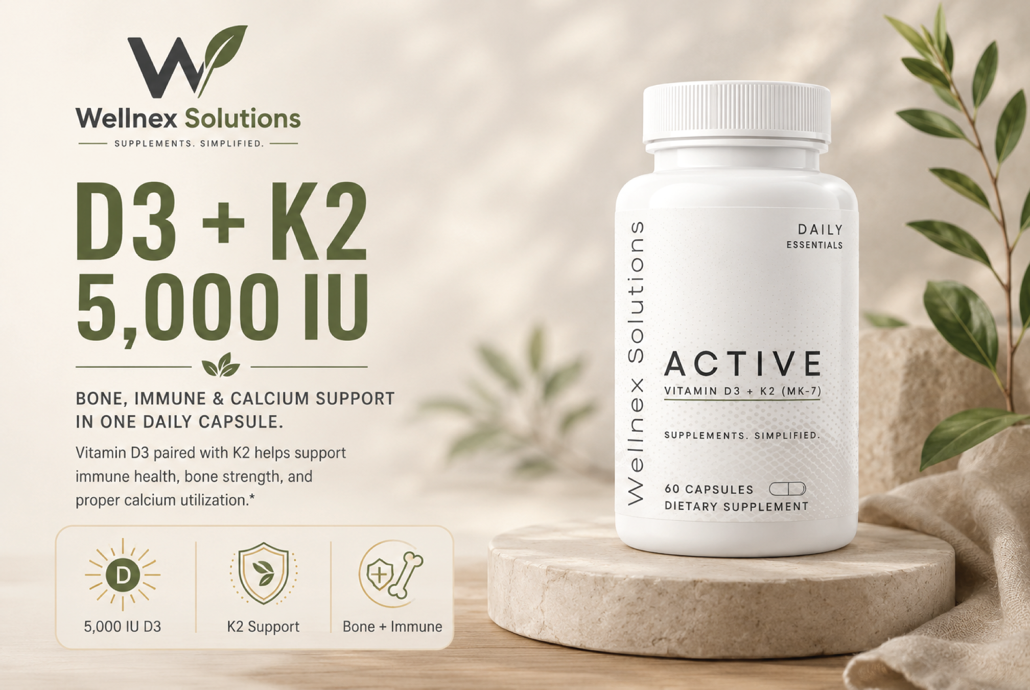 Active D3K2 (120 Capsules)